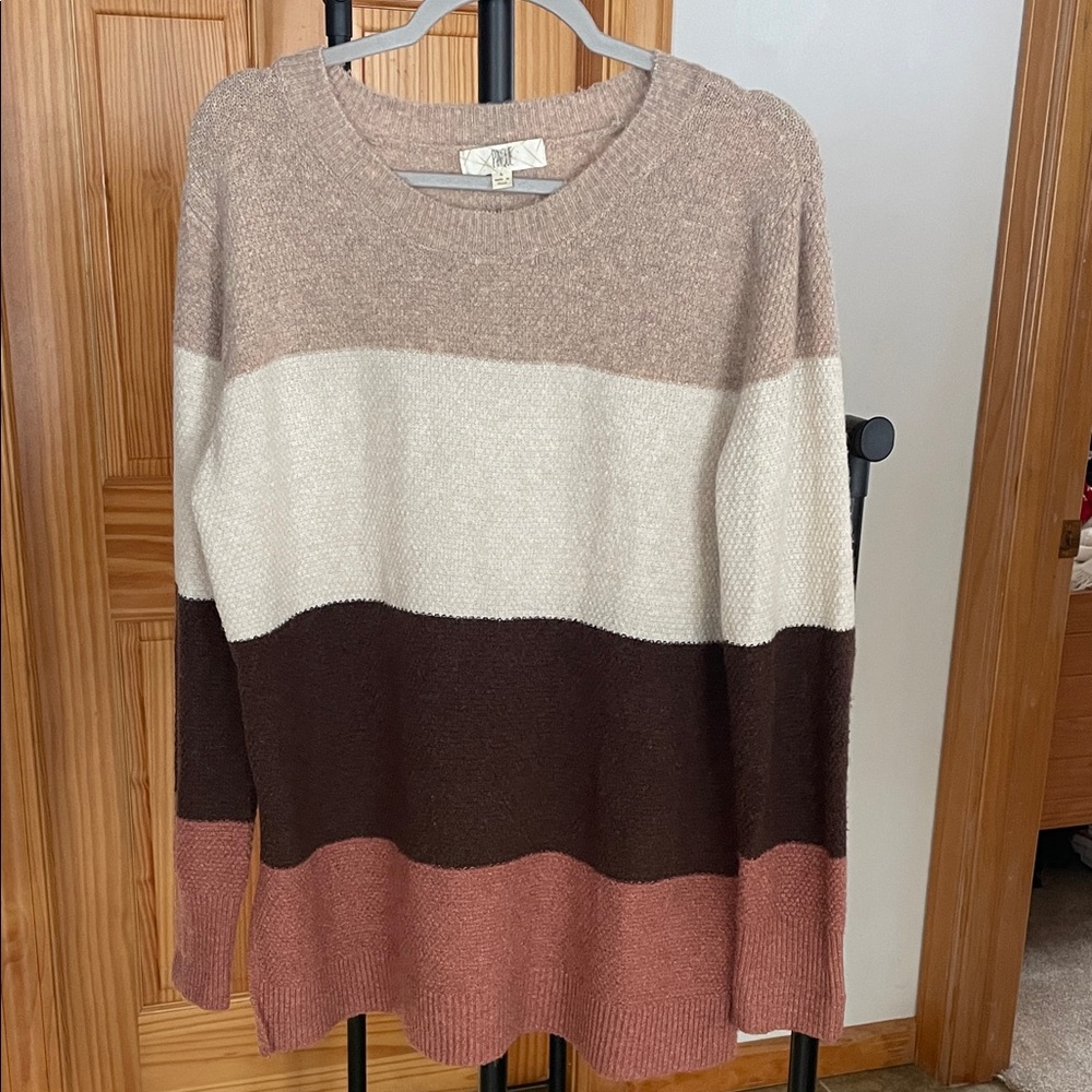 Colorblock Women's brown and tan striped Sweater
